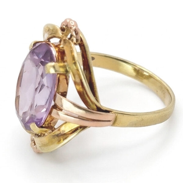 14ct Gold Austrian Amethyst Pierced Ring