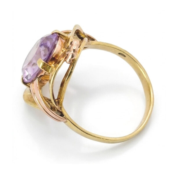 14ct Gold Austrian Amethyst Pierced Ring