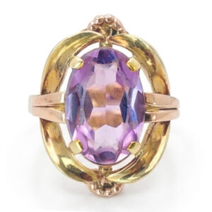 14ct Gold Austrian Amethyst Pierced Ring