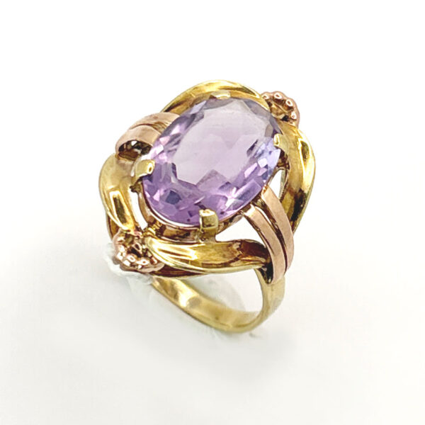 14ct Gold Austrian Amethyst Pierced Ring
