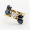 18CT-Gold-Sapphire-and-Diamond-Crossover-Ring-Birm-1978-1 18CT Gold Sapphire and Diamond Crossover Ring Birm 1978