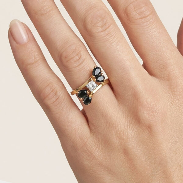 18CT-Gold-Sapphire-and-Diamond-Crossover-Ring-Birm-1978-5 18CT Gold Sapphire and Diamond Crossover Ring Birm 1978