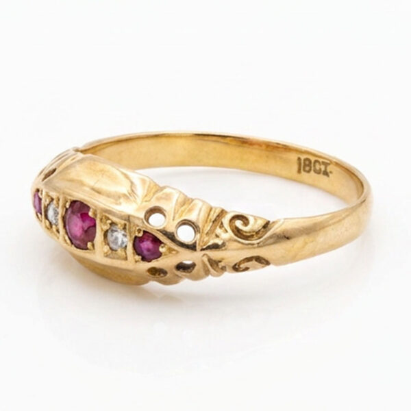 18ct-Edwardian-Gold-Ruby-and-Diamond-Ring-1 18ct Edwardian Gold Ruby and Diamond Ring