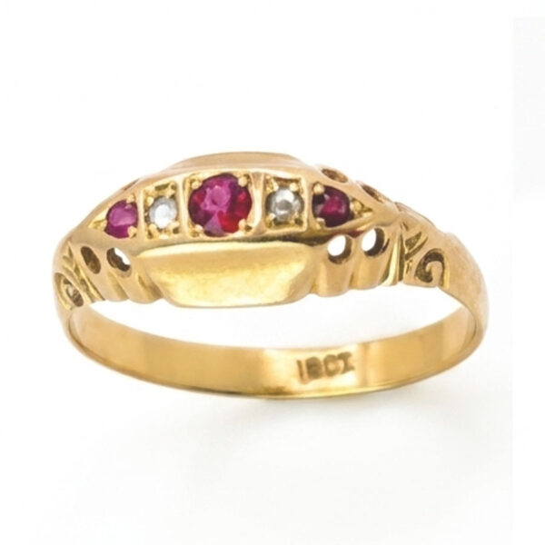 18ct-Edwardian-Gold-Ruby-and-Diamond-Ring-4 18ct Edwardian Gold Ruby and Diamond Ring