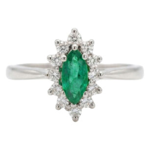 18ct Gold Emerald and Diamond Ring London 1979