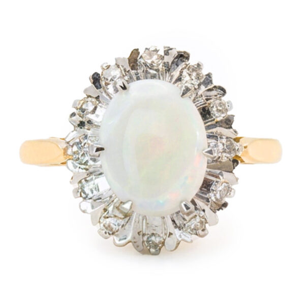 18ct Gold Opal & Diamond Cluster Ring 1988