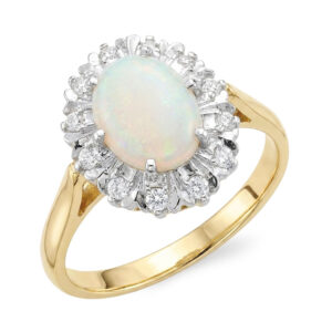18ct Gold Opal & Diamond Cluster Ring 1988