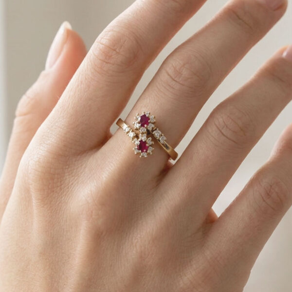 18ct-Gold-Ruby-and-Diamond-Cross-Over-Ring-4 18ct Gold Ruby and Diamond Cross Over Ring