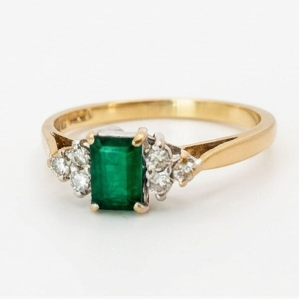 9ct Gold Emerald and Diamond Ring