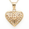 9ct Gold Filigree Heart Pendant Necklace