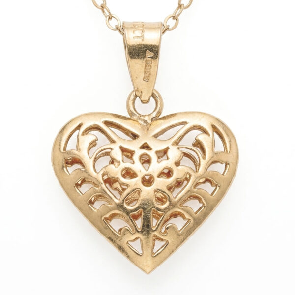 9ct Gold Filigree Heart Pendant Necklace