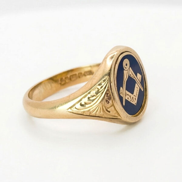 9ct Gold Masonic Secret Swivel Ring Birmingham 1990