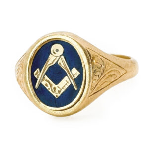 9ct Gold Masonic Secret Swivel Ring Birmingham 1990
