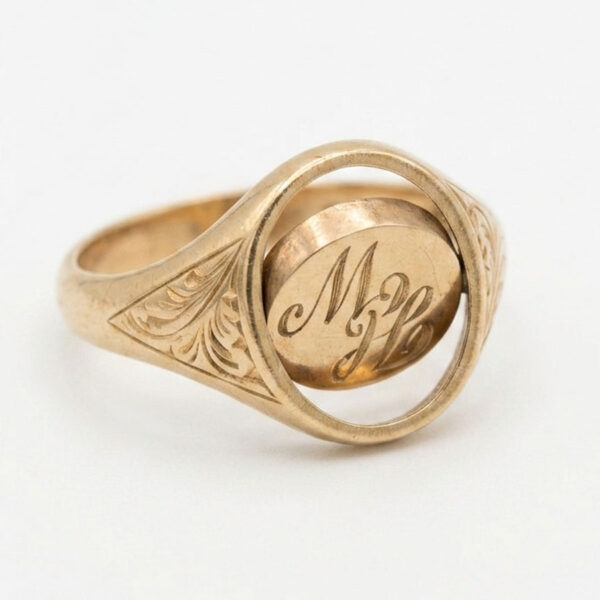 9ct Gold Masonic Secret Swivel Ring Birmingham 1990