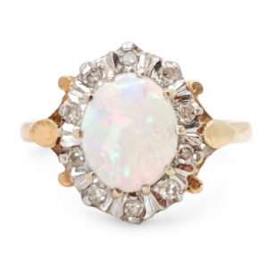 9ct-Gold-Opal-&-Diamond-Cluster-Ring-1979 9ct Gold Opal & Diamond Cluster Ring 1979