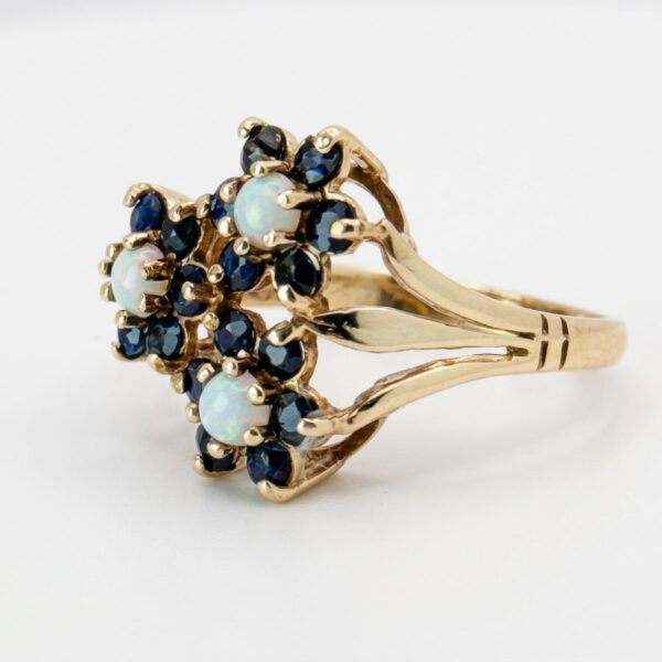 9ct-Gold-Opal-and-Sapphire-Daisy-Friendship-Ring-1 9ct Gold Opal and Sapphire Daisy Friendship Ring