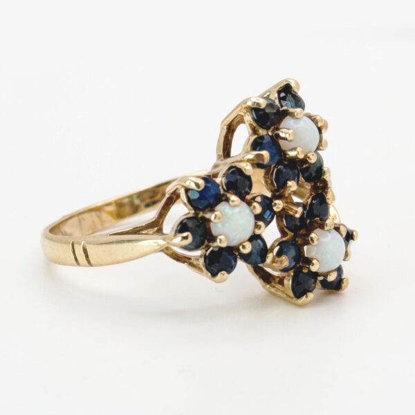 9ct-Gold-Opal-and-Sapphire-Daisy-Friendship-Ring-2 9ct Gold Opal and Sapphire Daisy Friendship Ring