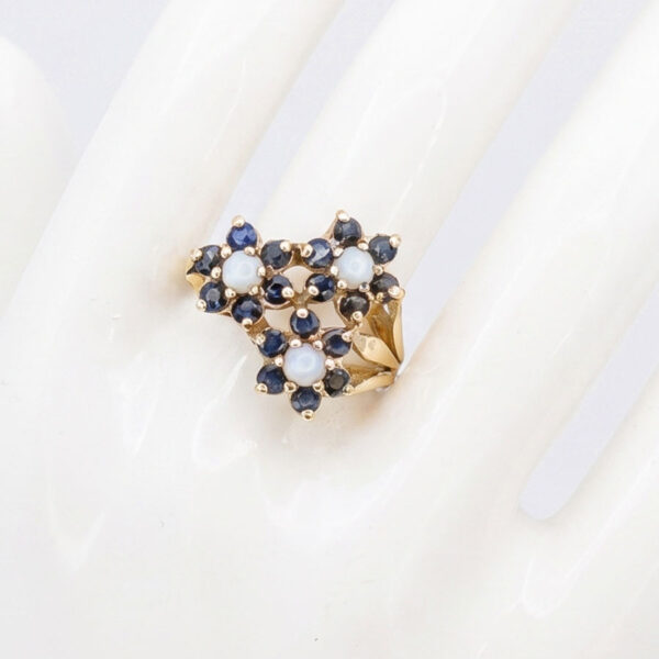 9ct-Gold-Opal-and-Sapphire-Daisy-Friendship-Ring-4 9ct Gold Opal and Sapphire Daisy Friendship Ring