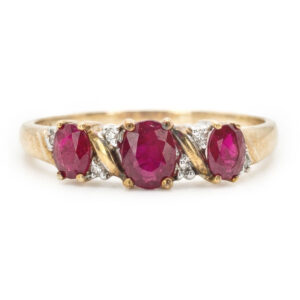 9ct-Gold-Rubies-And-Diamonds-Dress-Ring 9ct Gold Rubies And Diamond Dress Ring