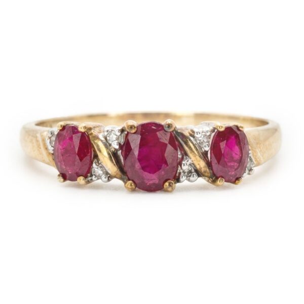 9ct Gold Rubies And Diamond Dress Ring