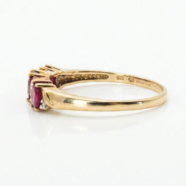 9ct Gold Rubies And Diamond Dress Ring