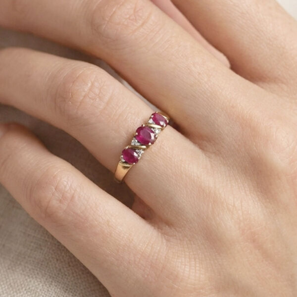 9ct Gold Rubies And Diamond Dress Ring