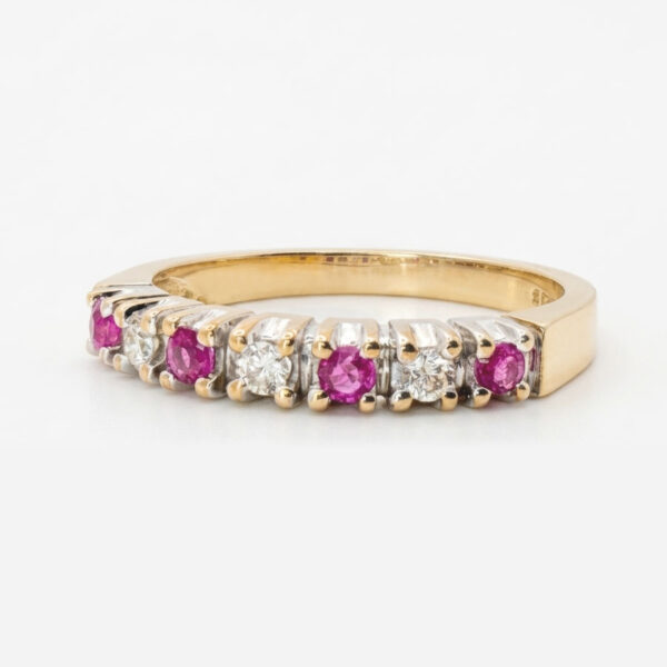 9ct Gold Rubies And Diamonds Half Eternity Ring