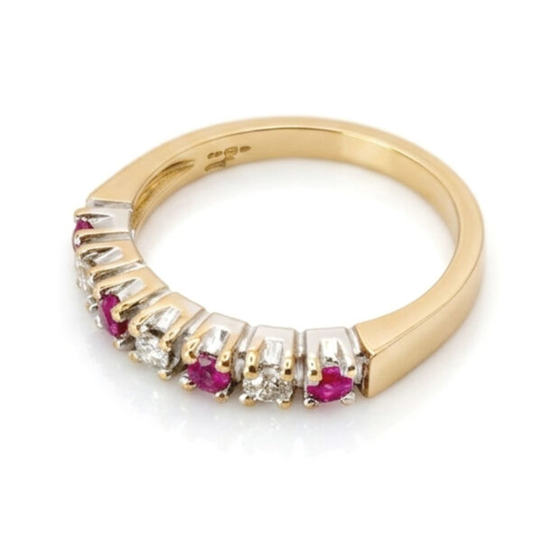 9ct Gold Rubies And Diamonds Half Eternity Ring