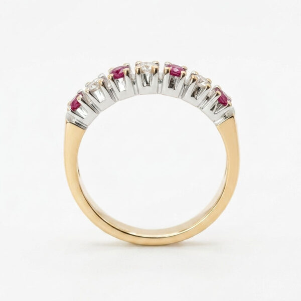 9ct Gold Rubies And Diamonds Half Eternity Ring