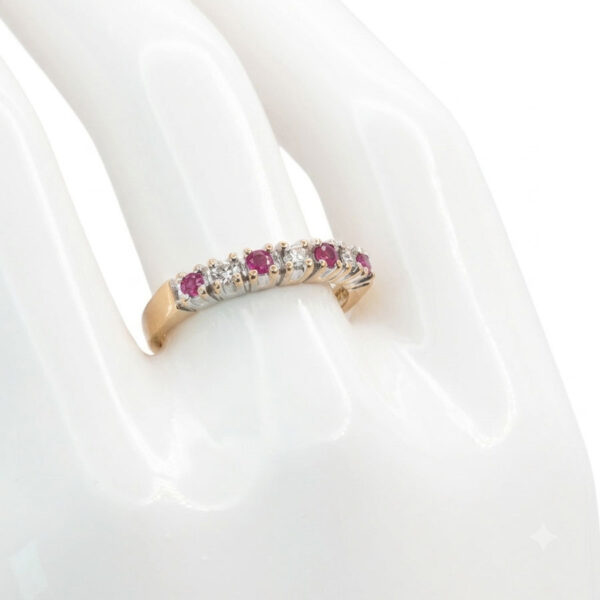 9ct Gold Rubies And Diamonds Half Eternity Ring