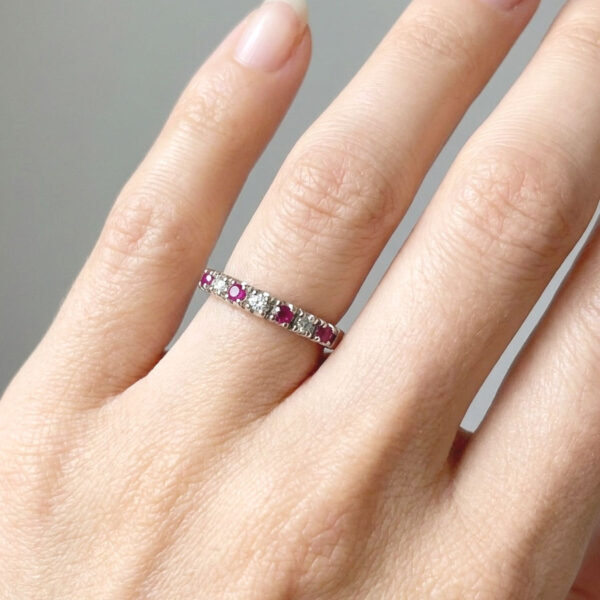 9ct Gold Rubies And Diamonds Half Eternity Ring