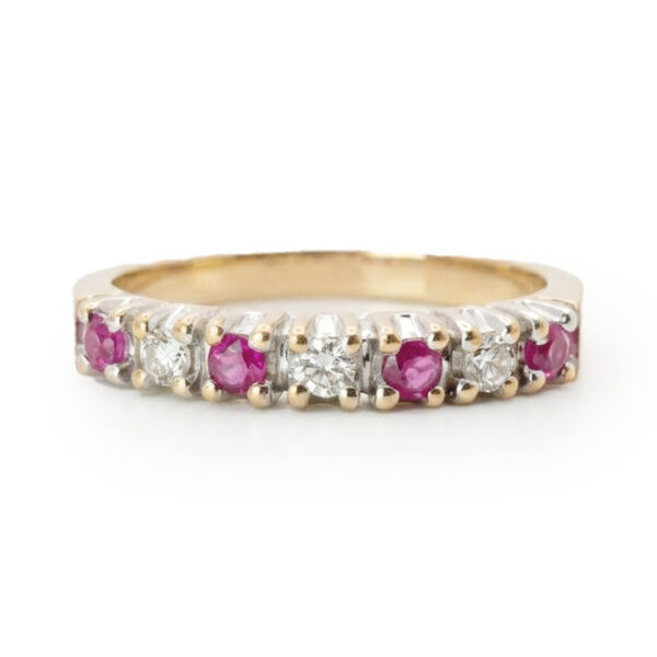9ct Gold Rubies And Diamonds Half Eternity Ring