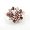 9ct Gold Ruby and Opal Cluster Ring