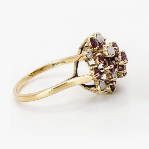 9ct Gold Ruby and Opal Cluster Ring