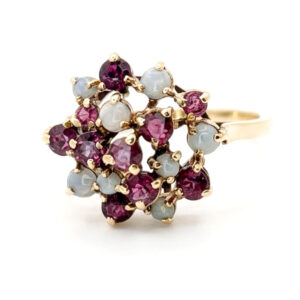 9ct-Gold-Ruby-and-Opal-Cluster-Ring 9ct Gold Ruby and Opal Cluster Ring
