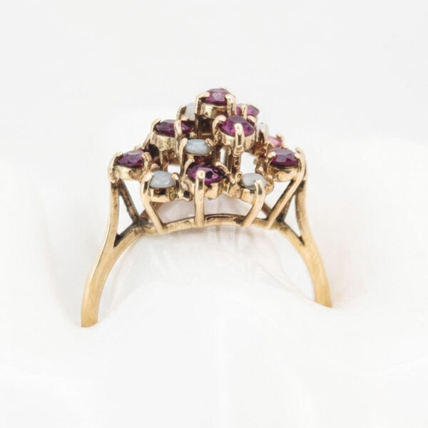 9ct Gold Ruby and Opal Cluster Ring