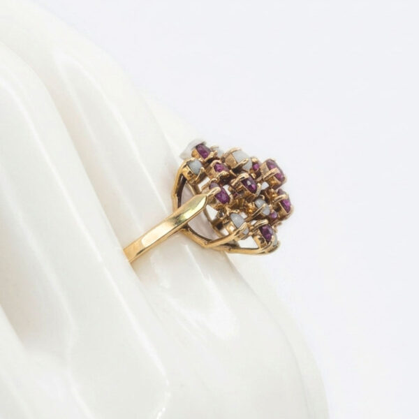 9ct Gold Ruby and Opal Cluster Ring