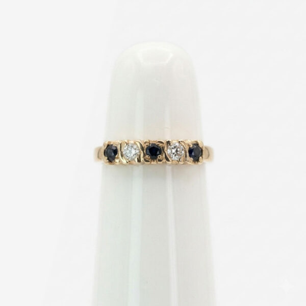 9ct Gold Sapphire & Diamond Half Eternity Ring