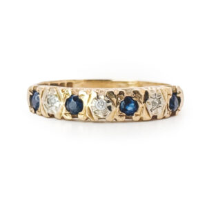 9ct-Gold-Sapphire-&-Diamond-Half-Eternity-Ring 9ct Gold Sapphire & Diamond Half Eternity Ring