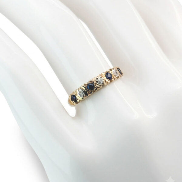 9ct Gold Sapphire & Diamond Half Eternity Ring