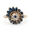 9ct Gold Sapphire & Diamond Swirl Cluster Ring