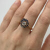 9ct Gold Sapphire & Diamond Swirl Cluster Ring