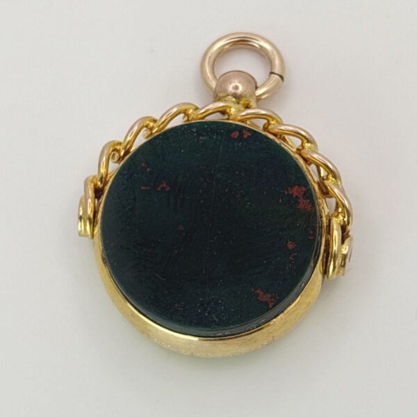 9ct Gold Swivel Agate and Bloodstone Fob Seal Chester 1910