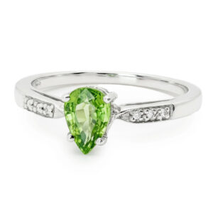 9ct White Gold Tsavorite Garnet & Diamond Ring