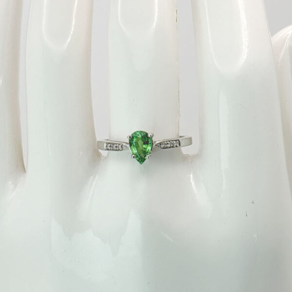 9ct White Gold Tsavorite Garnet & Diamond Ring