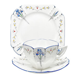 Art Deco Shelley Queen Anne Blue Iris Trio 1920's
