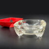 Art-Deco-Square-Clear-Pressed-Glass-Footed-Ashtray-2 Art Deco Square Clear Pressed Glass Footed Ashtray