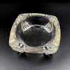 Art-Deco-Square-Clear-Pressed-Glass-Footed-Ashtray-3 Art Deco Square Clear Pressed Glass Footed Ashtray