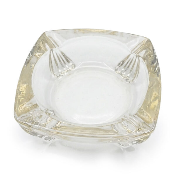 Art-Deco-Square-Clear-Pressed-Glass-Footed-Ashtray Art Deco Square Clear Pressed Glass Footed Ashtray