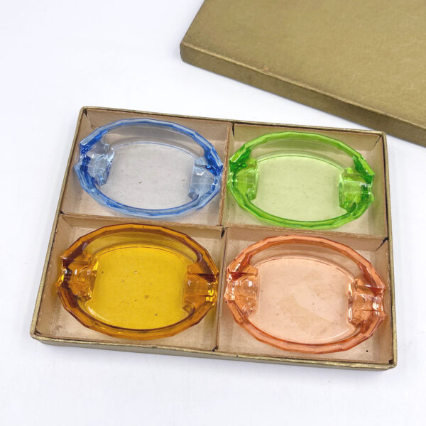 Box set of 4 Czechoslovakian Glass Table Ashtray